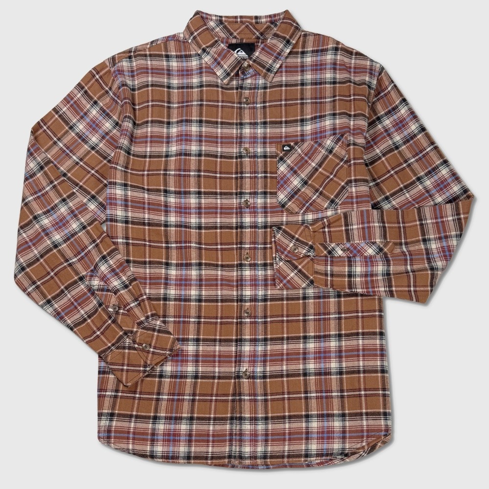 Quiksilver Cotton Flannel Shirt - NWT Mens Medium Rust / Multi Plaid #48108-M10